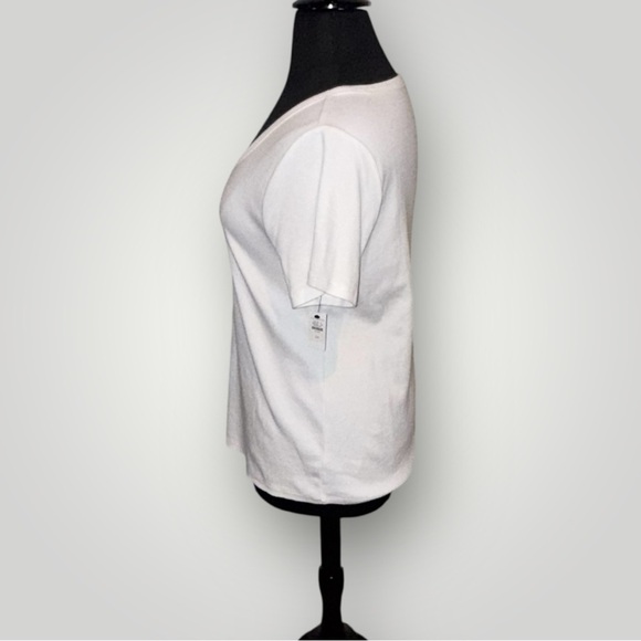 NWT TALBOTS RIBBED SCOOP NECK TEE Plus 2X White - Picture 7 of 14